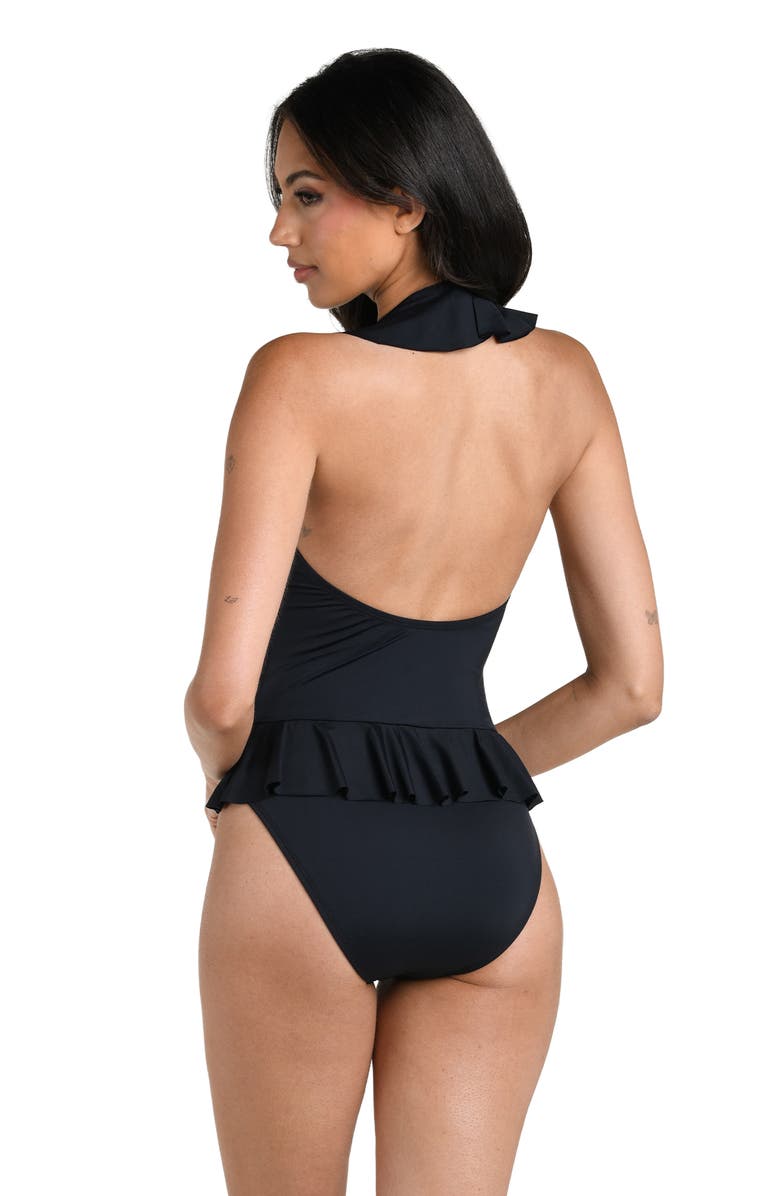 La Blanca Island Goddess Halter One-Piece Swimsuit, Alternate, color, 