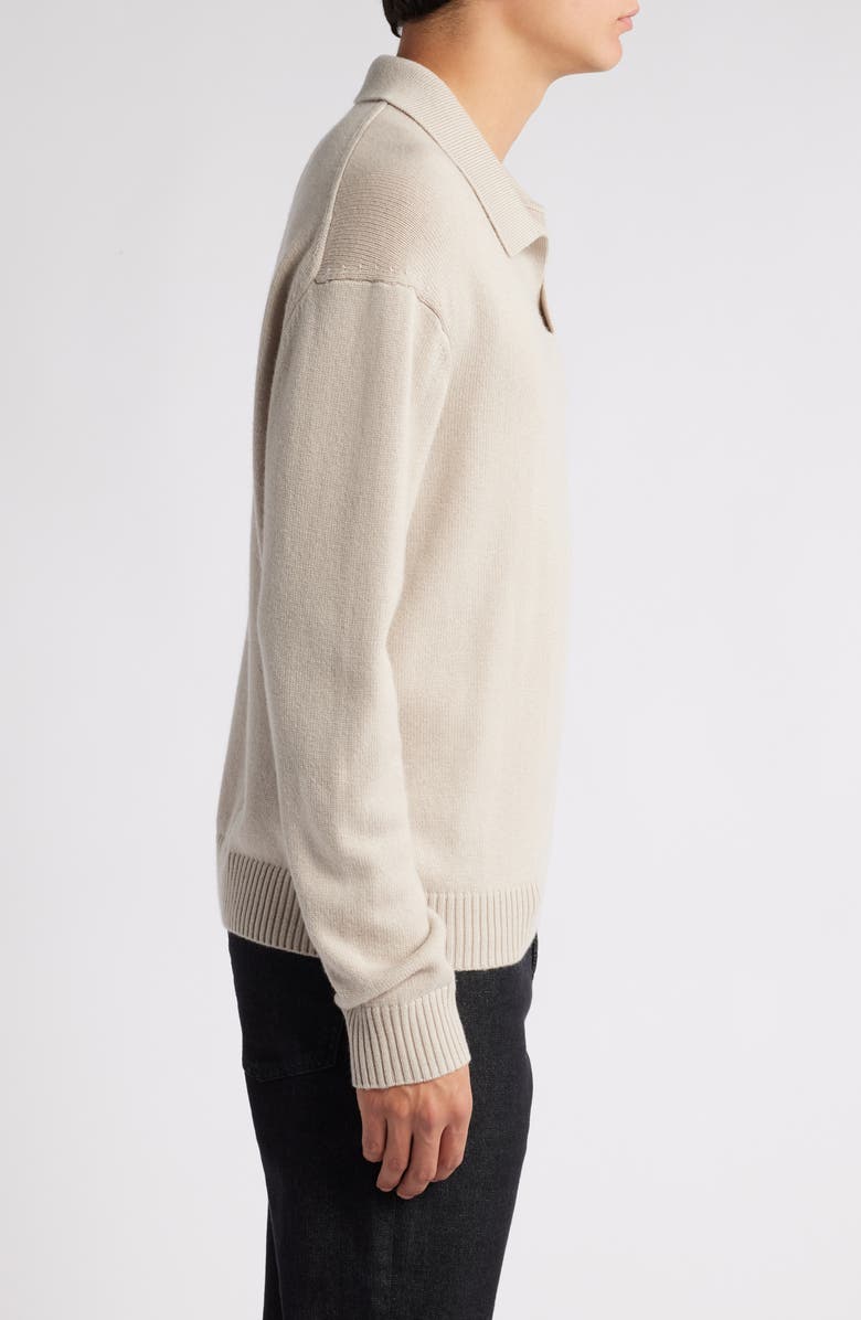 FRAME Wool & Silk Johnny Collar Sweater, Alternate, color, Grey Beige