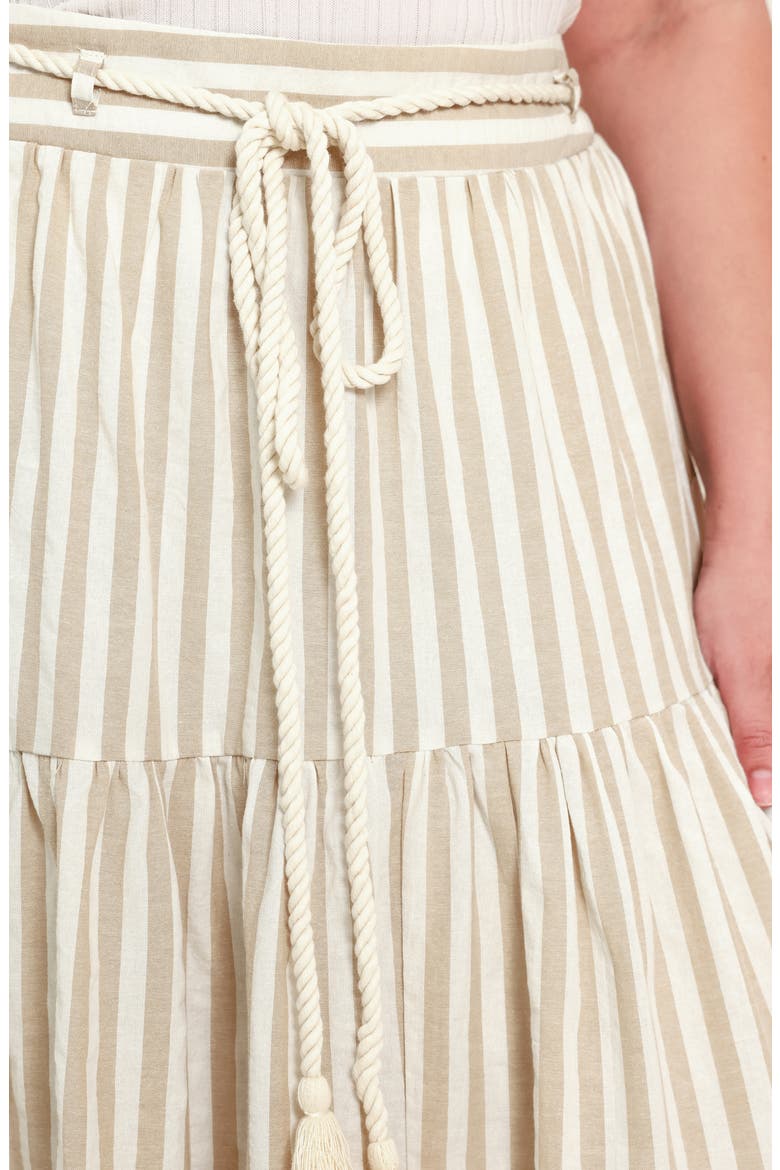 Striped Maxi Skirt, Alternate, color, TAUPE/ WHITE
