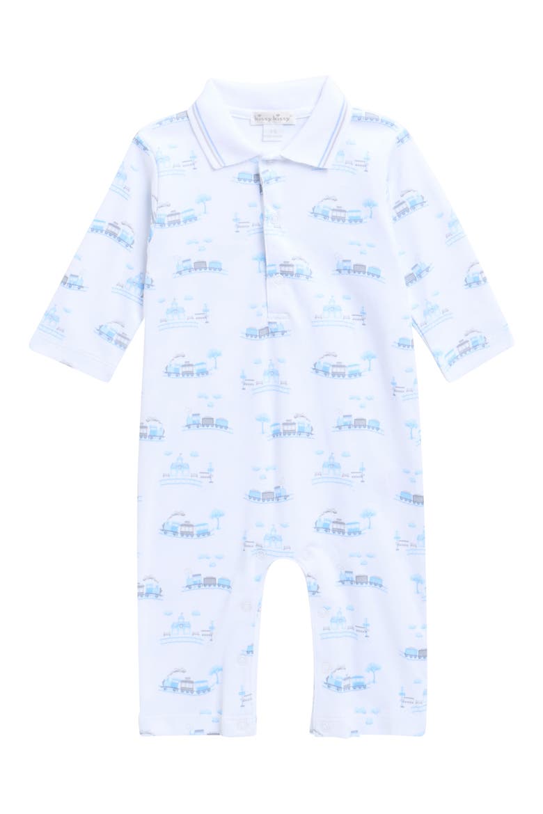 Print Pima Cotton Romper, Main, color, LIGHT BLUE