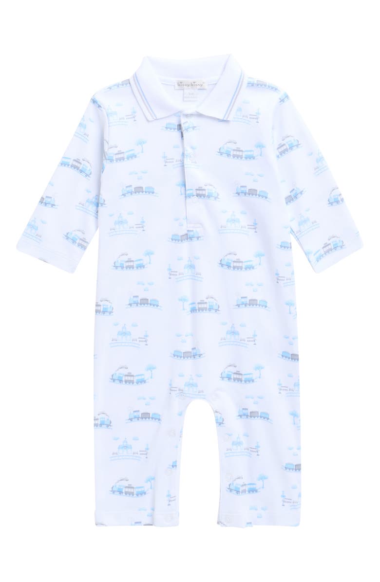 Kissy Kissy Print Pima Cotton Romper, Main, color, Light Blue