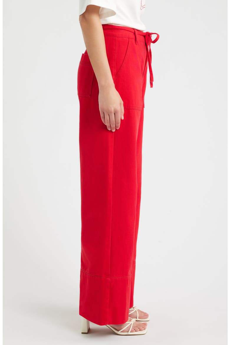 Furano Wide Leg Tie Waist Jeans, Alternate, color, ROUGE
