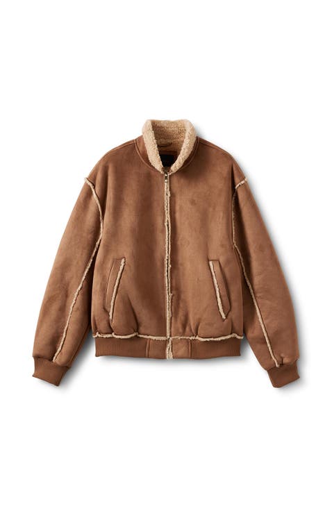 Men's Faux Shearling Bomber Jacket