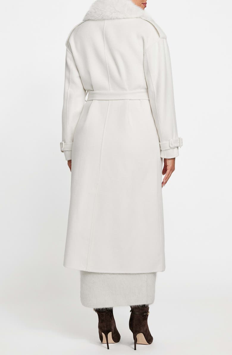 Marciano Ella Faux Fur Collar Double Breasted Coat, Alternate, color, White