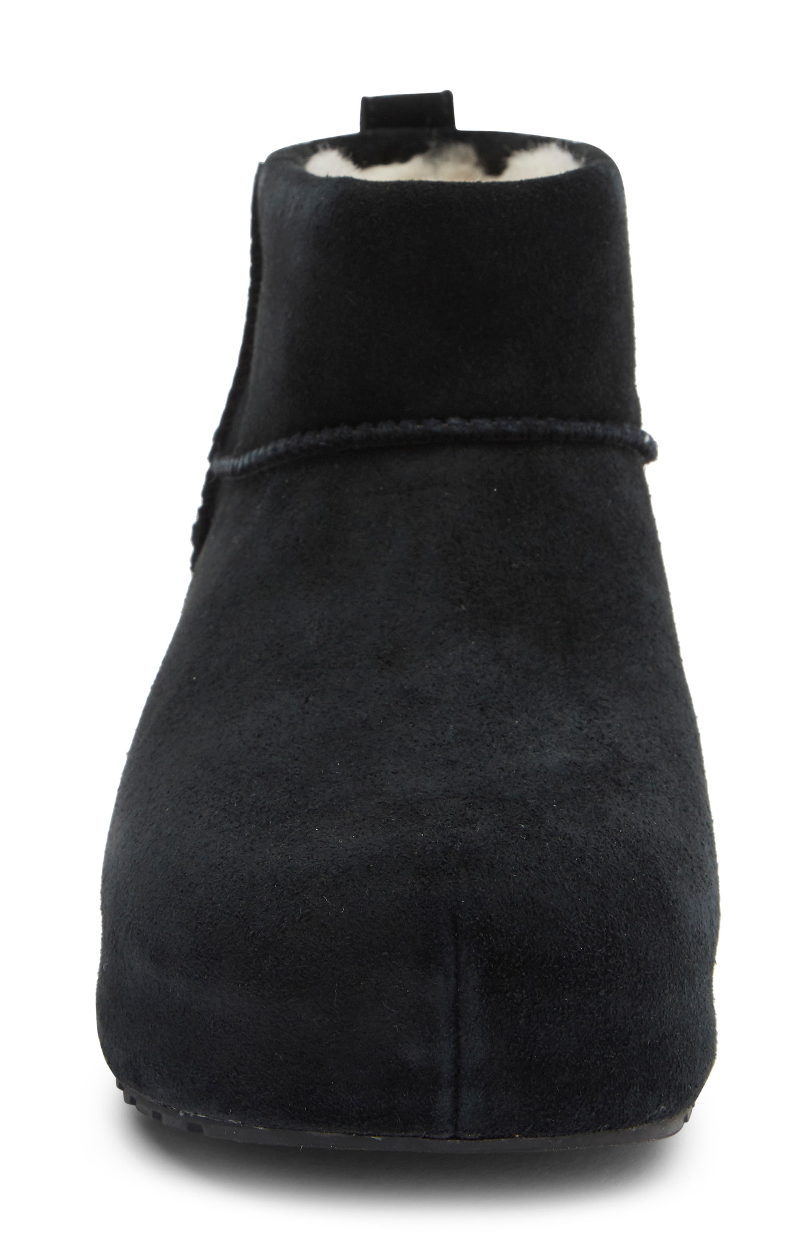 Classic Mini Enwrap Genuine Shearling Leather Boot, Alternate, color, BLACK