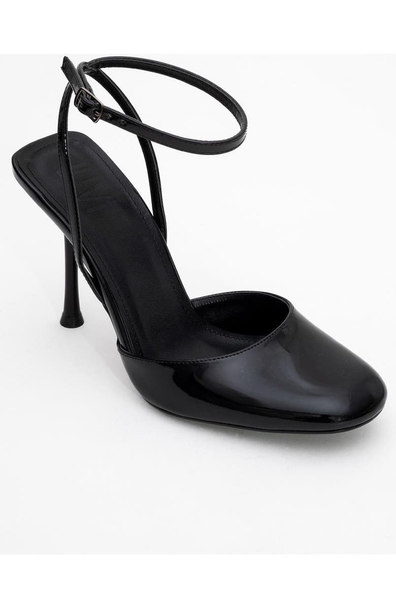 Prologue Shoes Blues Round Toe Ankle Strap Pump, Main, color, Black Patent