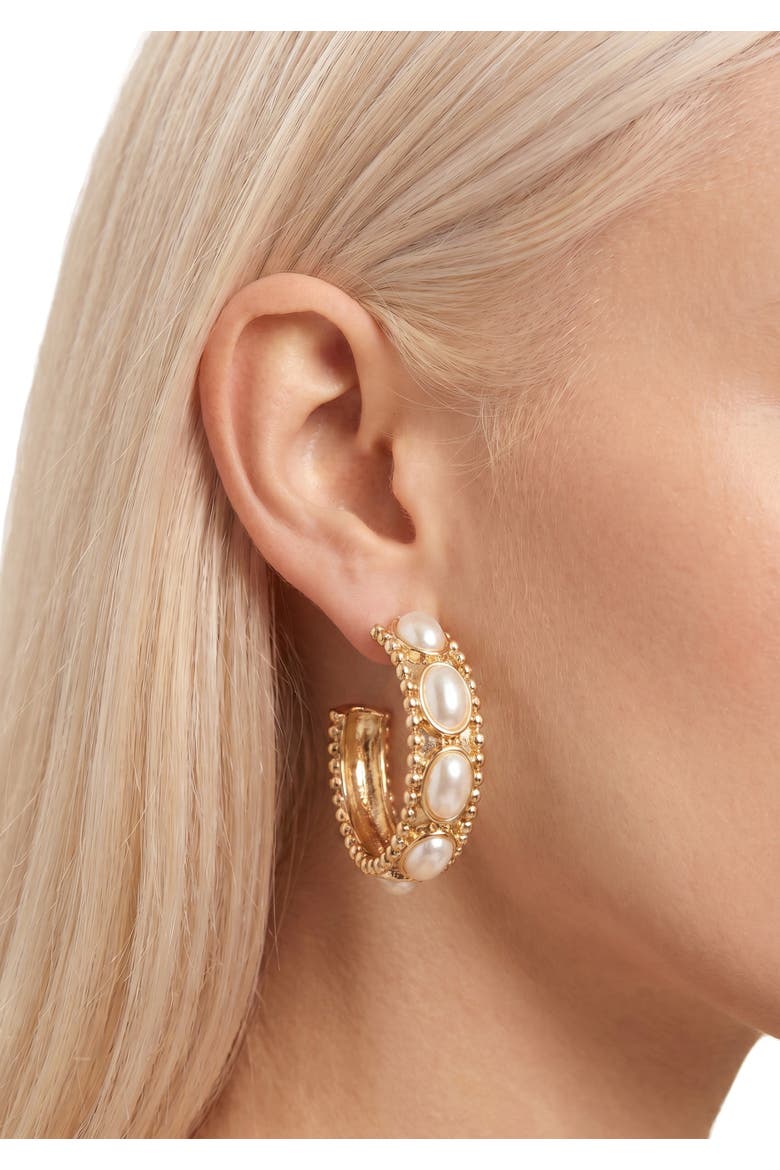 Nitia Pearl Hoops, Alternate, color, Gold