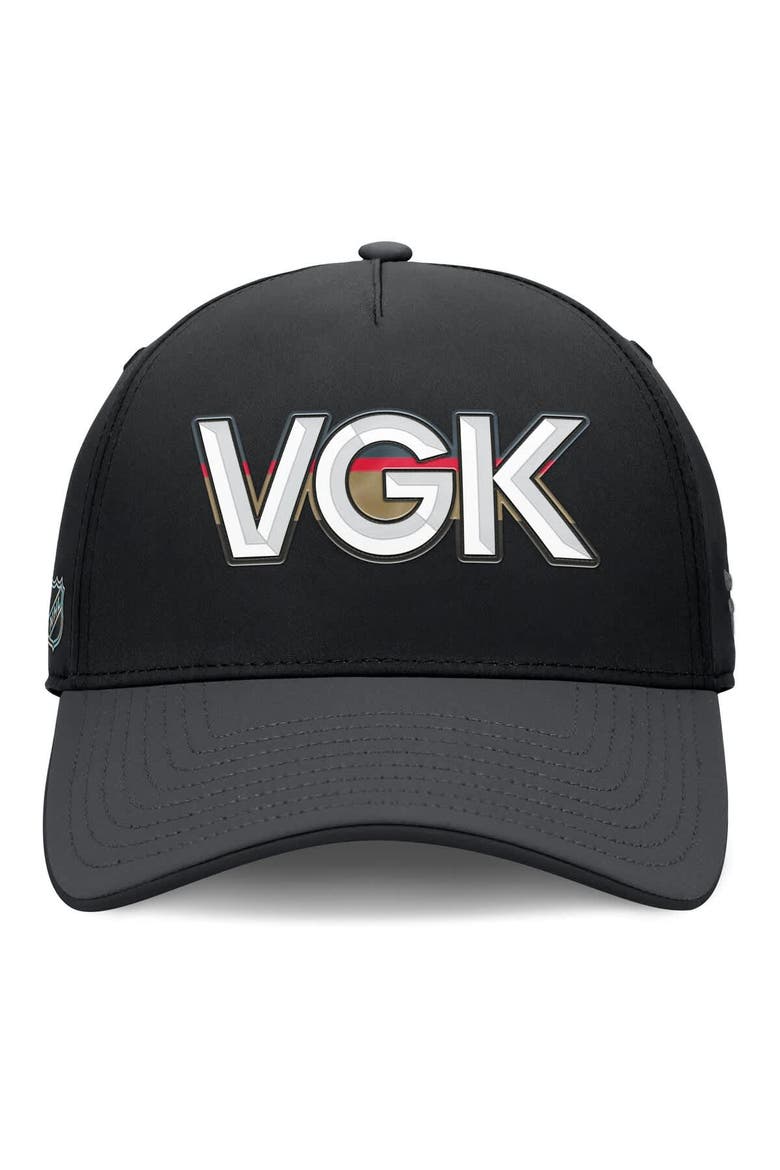 Men's Fanatics Black/Charcoal Vegas Golden Knights Authentic Pro Rink Team Code Flex Hat, Alternate, color, Black
