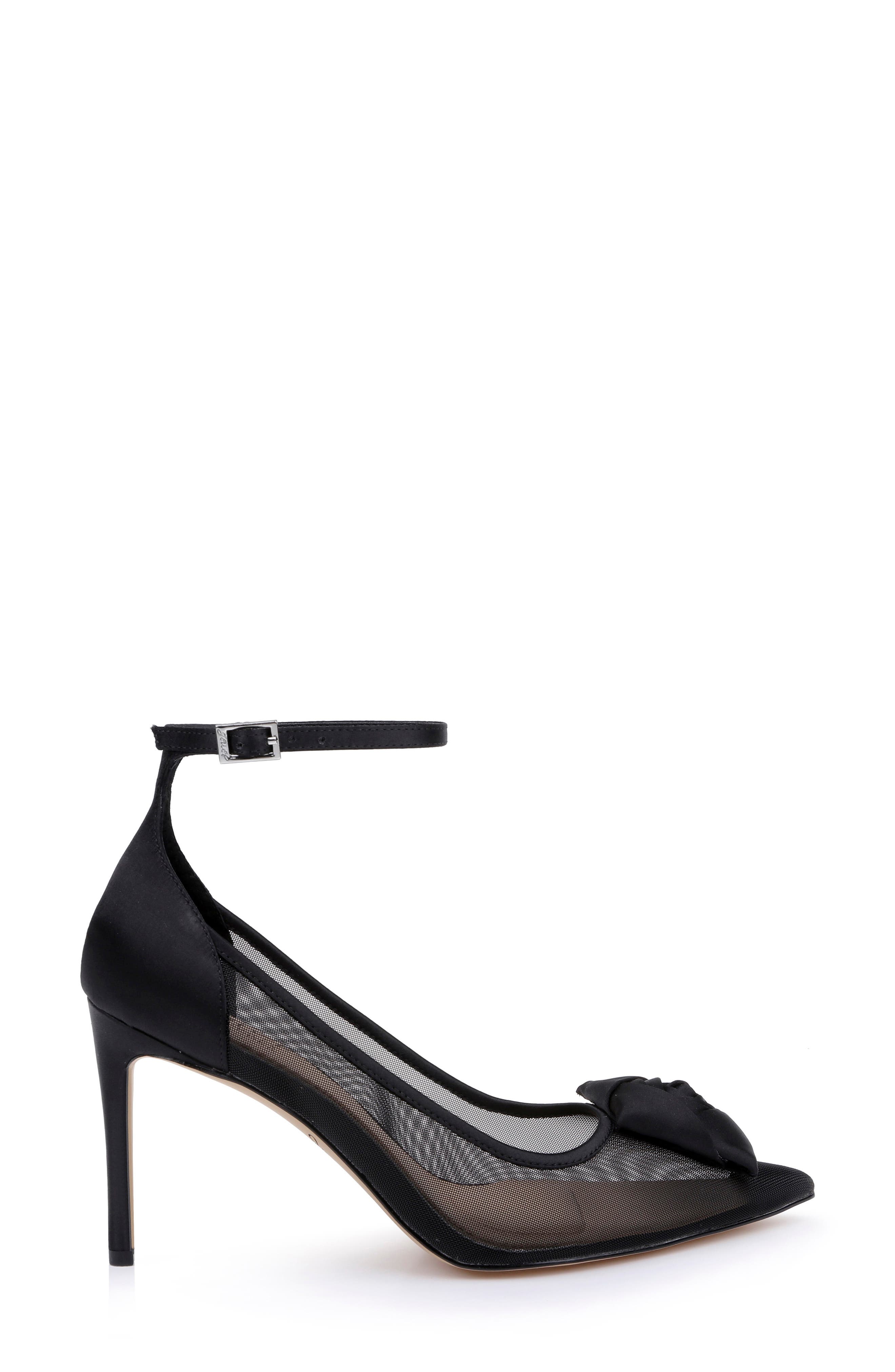 Beckett Ankle Strap Pump, Alternate, color, BLACK MESH
