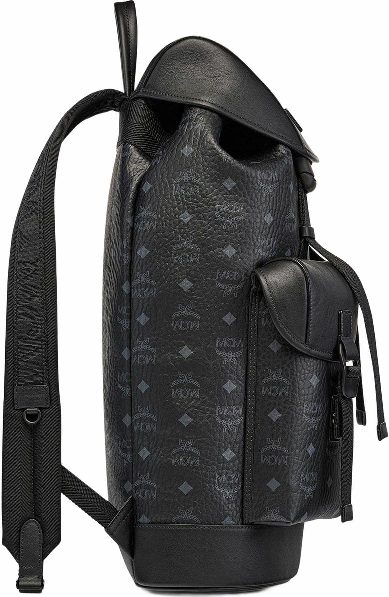 MCM Brandenburg Backpack in Visetos, Alternate, color, Black