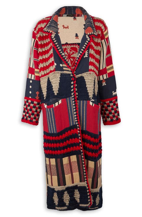 Geometric Crochet Longline Cardigan