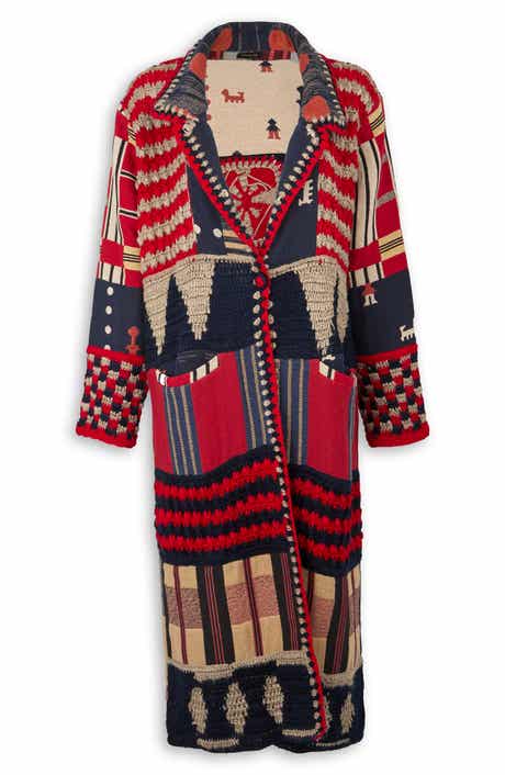 SAACHI Geometric Crochet Longline Cardigan