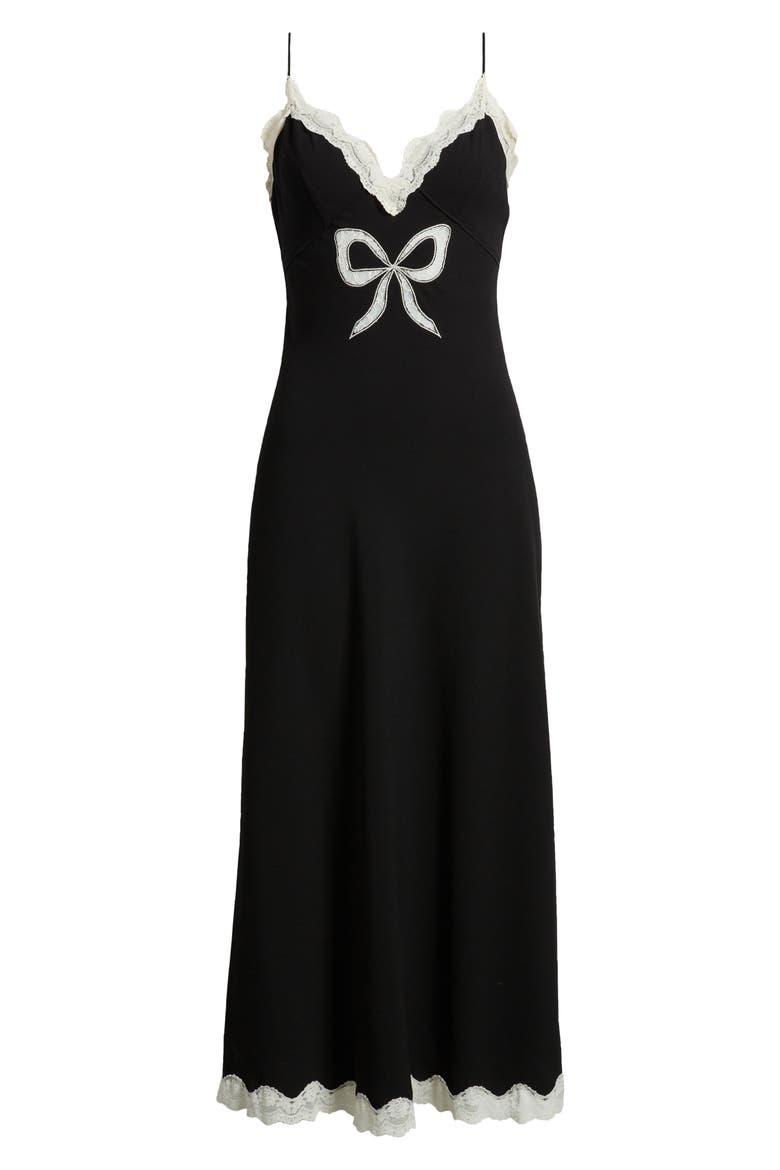 Manuela Lace Trim Maxi Slipdress, Alternate, color, BLACK