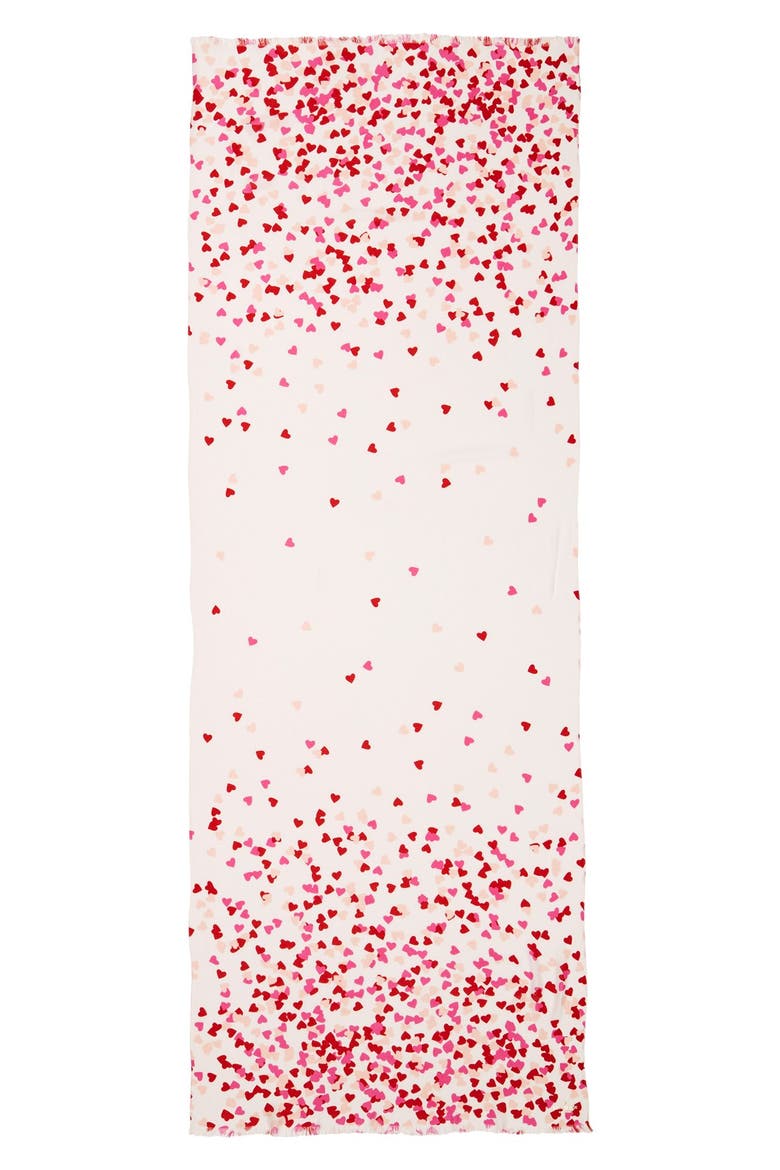 'falling hearts' scarf, Alternate, color, CREAM