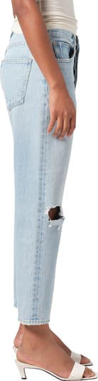 '90s Ripped Mid Rise Crop Relaxed Straight Leg Jeans