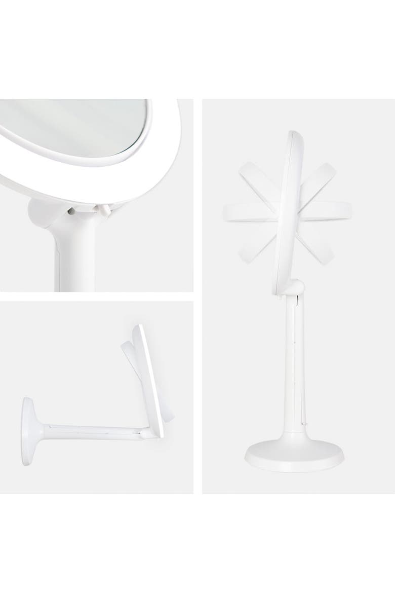 Hudson Lighted Makeup Mirror with 8X/1X Magnifications & Suction Cup, Alternate, color, White