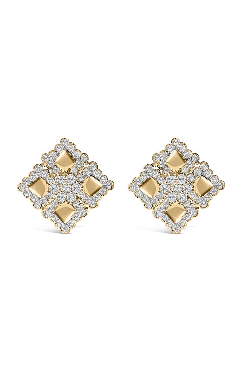 Haus of Brilliance 18K Yellow Gold Diamond 5 1/5 Cttw Geometric Cluster Stud Earrings, Main, color, Yellow