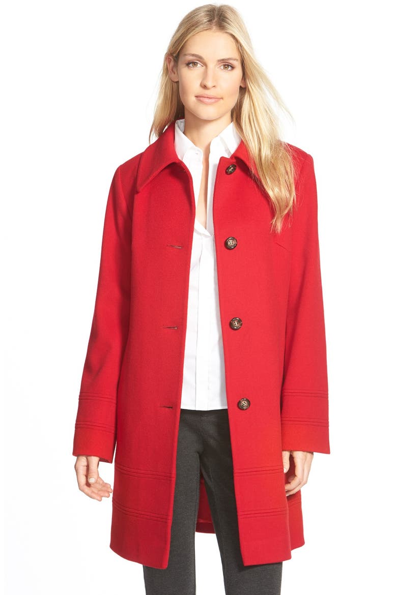 Wool Spread Collar Coat, Main, color, APPLE