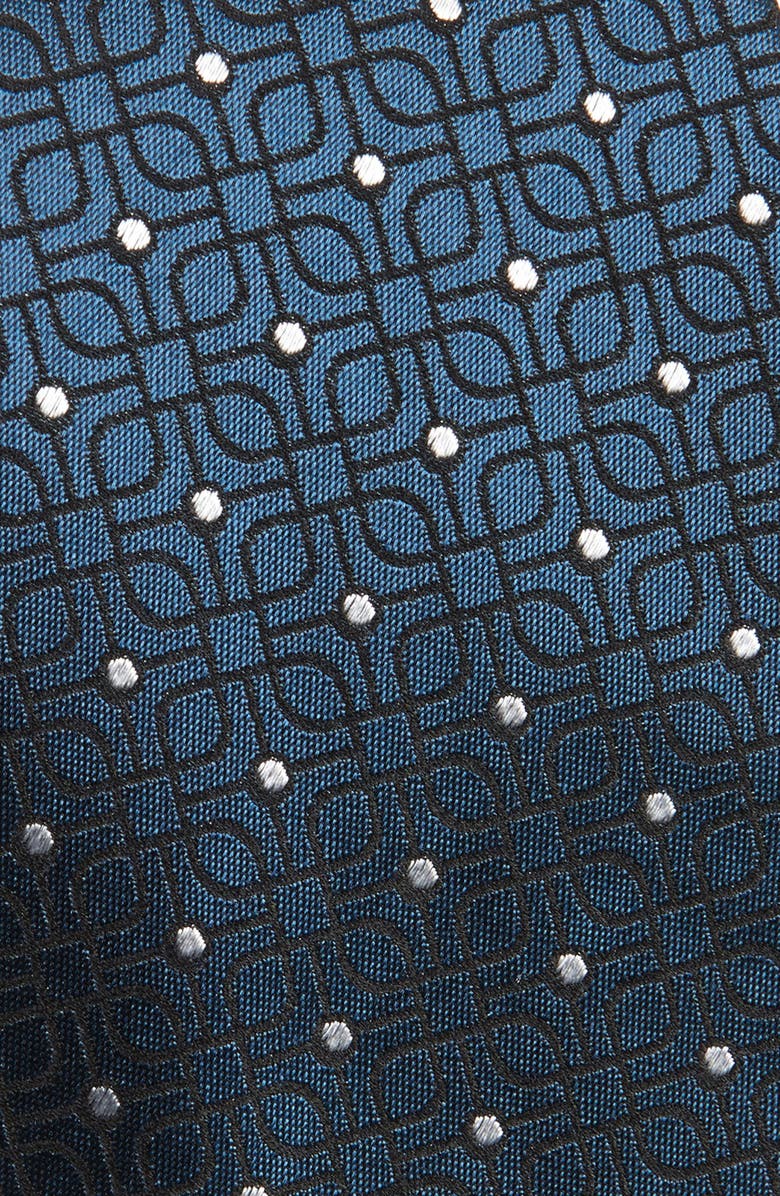 ZEGNA TIES Embroidered Polka Dot Geo Silk Tie, Alternate, color, Teal