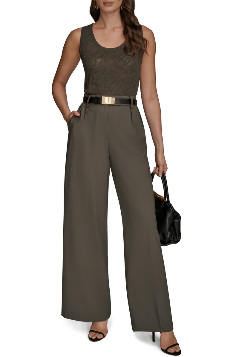 Donna Karan New York Pleated Wide Leg Pants, Alternate, color, Dark Mineral