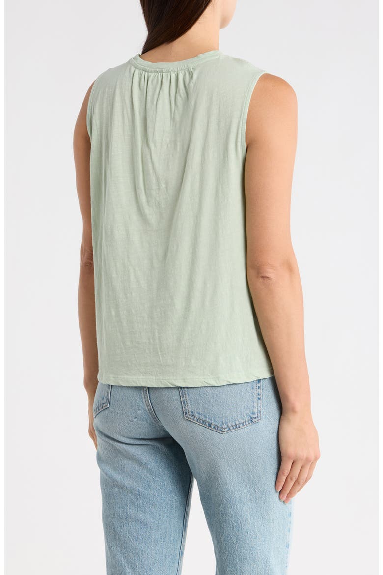 Embroidered Yoke Cotton Tank, Alternate, color, FROSTY GREEN