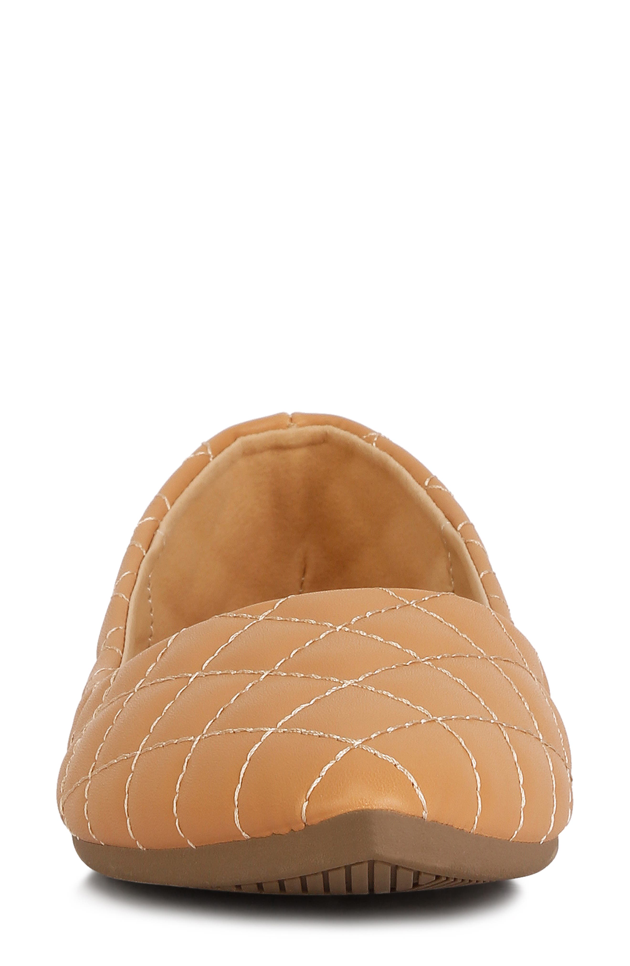 Rikhani Quilted Pointed Toe Ballet Flat, Alternate, color, BEIGE