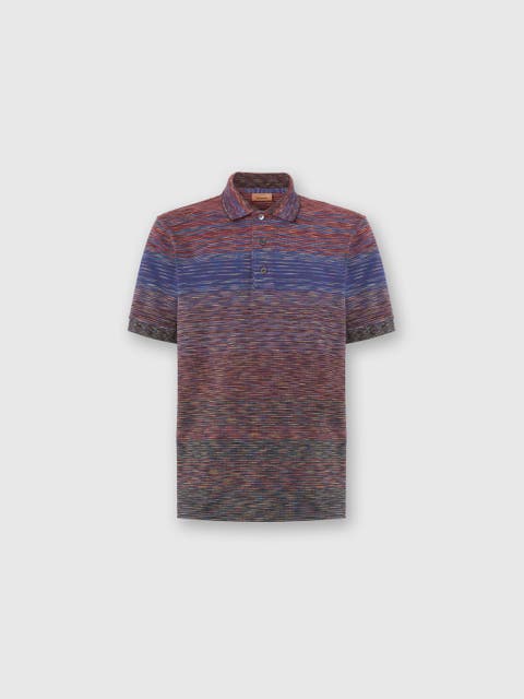 Short Sleeve Polo With Flame Knit