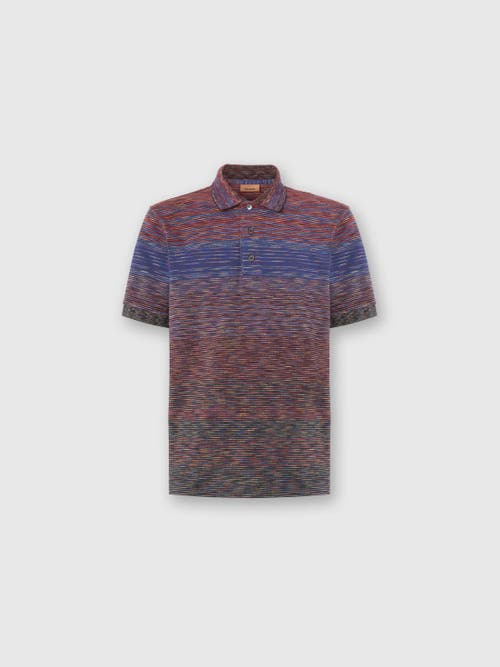 Missoni Short Sleeve Polo With Flame Knit In Multi