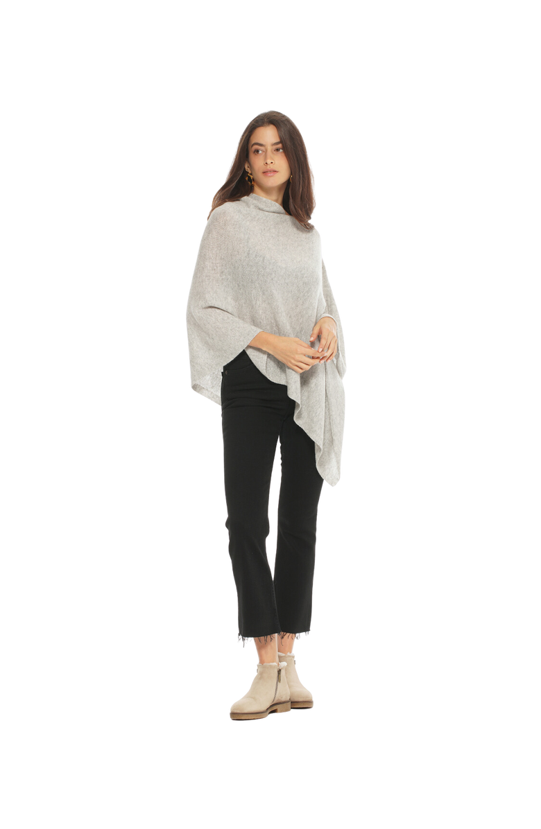 Monticelli Cashmere Essential Pure Cashmere Poncho, Alternate, color, Light Grey