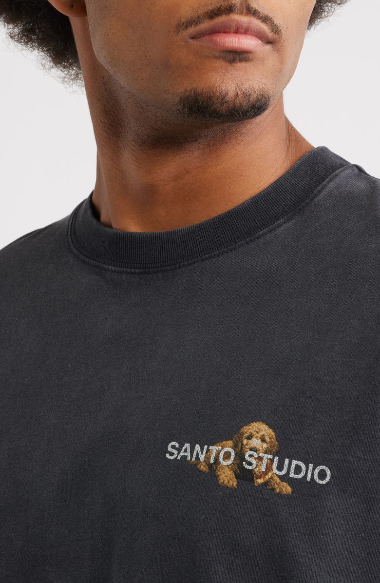 SANTO STUDIO Pizza Thug Cotton Graphic T-Shirt, Alternate, color, Black Fade