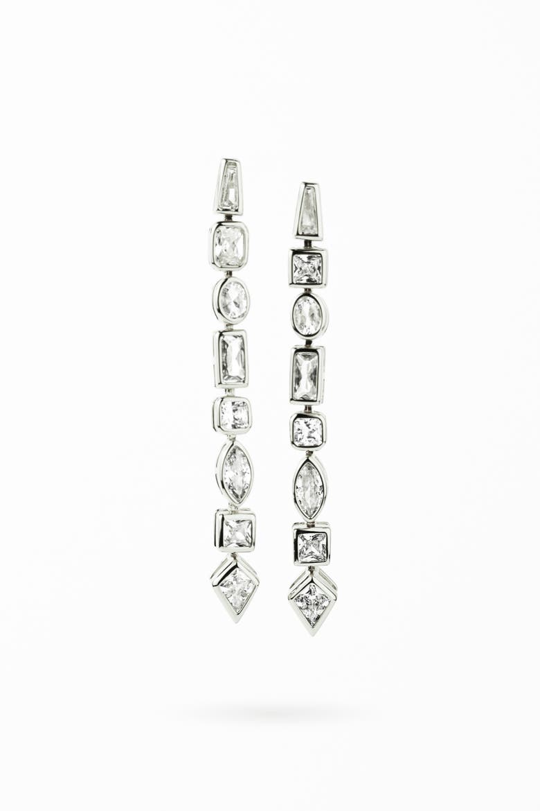Facet Earrings, Main, color, Silver