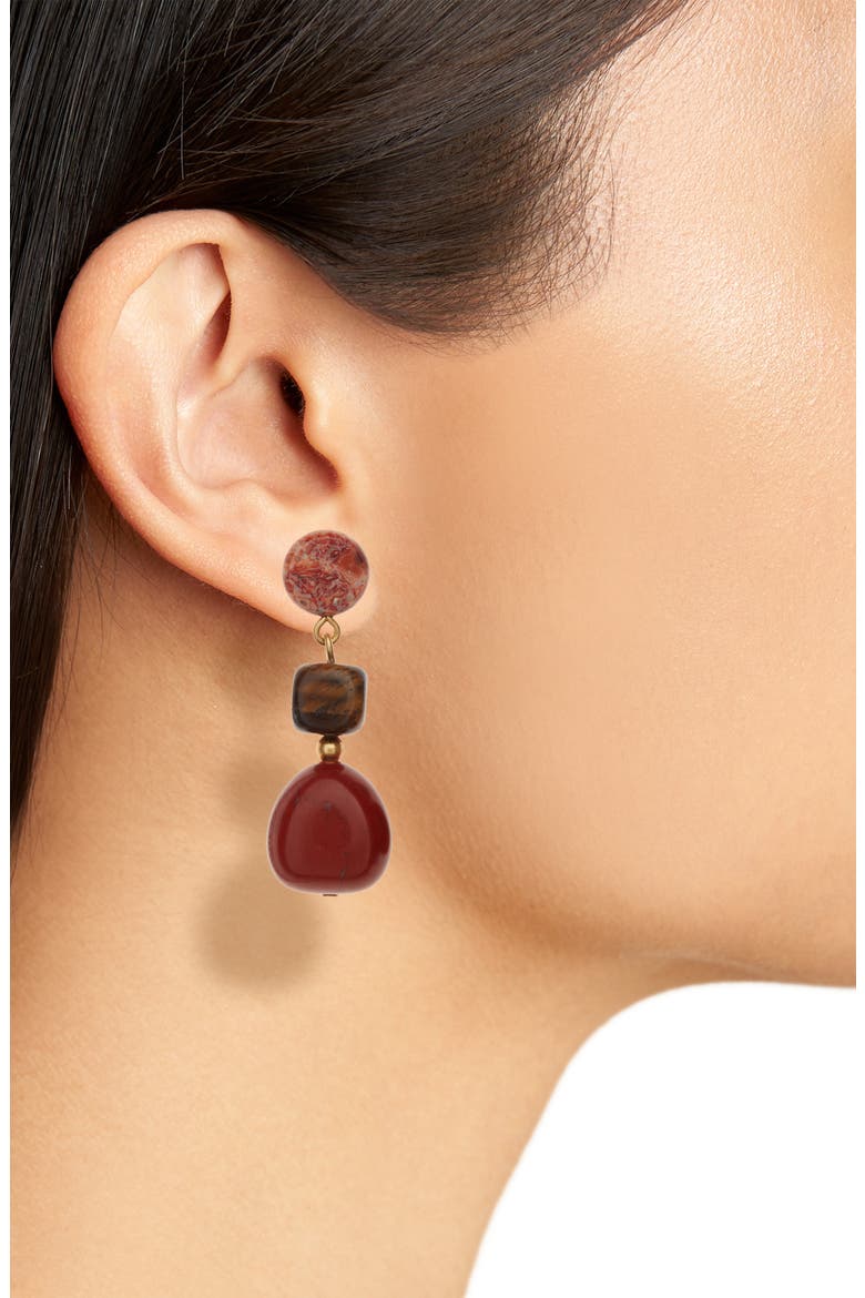 Stacked Stones Statement Earrings, Alternate, color, BLACK LEOPARD MULTI