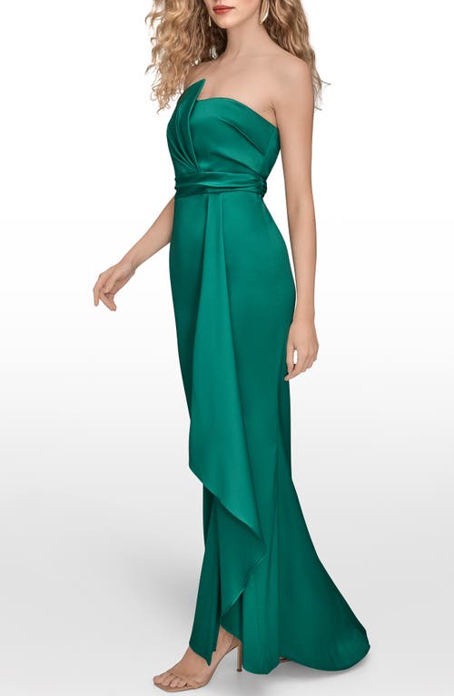 Donna Karan New York Asymmetric Strapless Satin Gown In Green