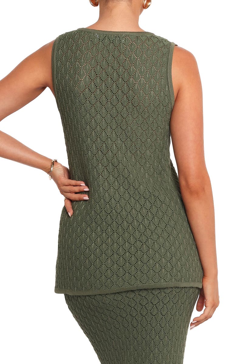 Petal & Pup Asplie Pointelle Sweater Vest, Alternate, color, Olive