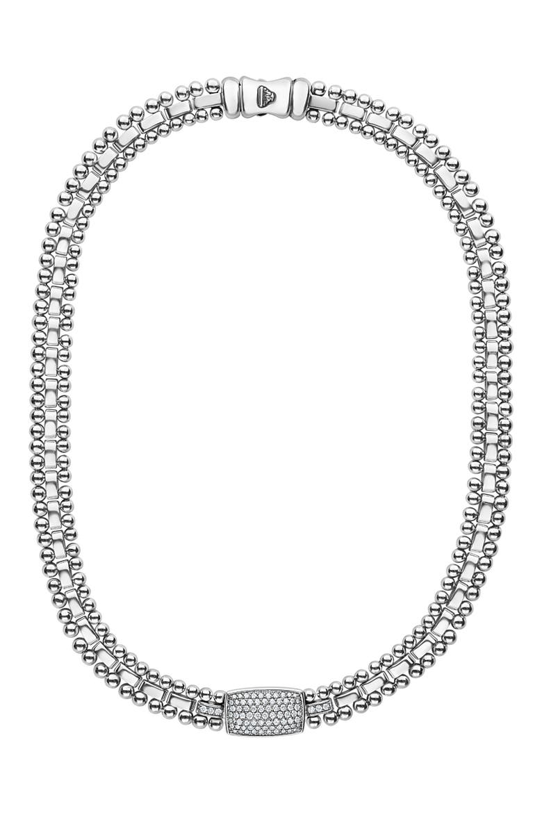 Caviar Spark Diamond Pavé Collar Necklace, Main, color, SILVER/ DIAMOND