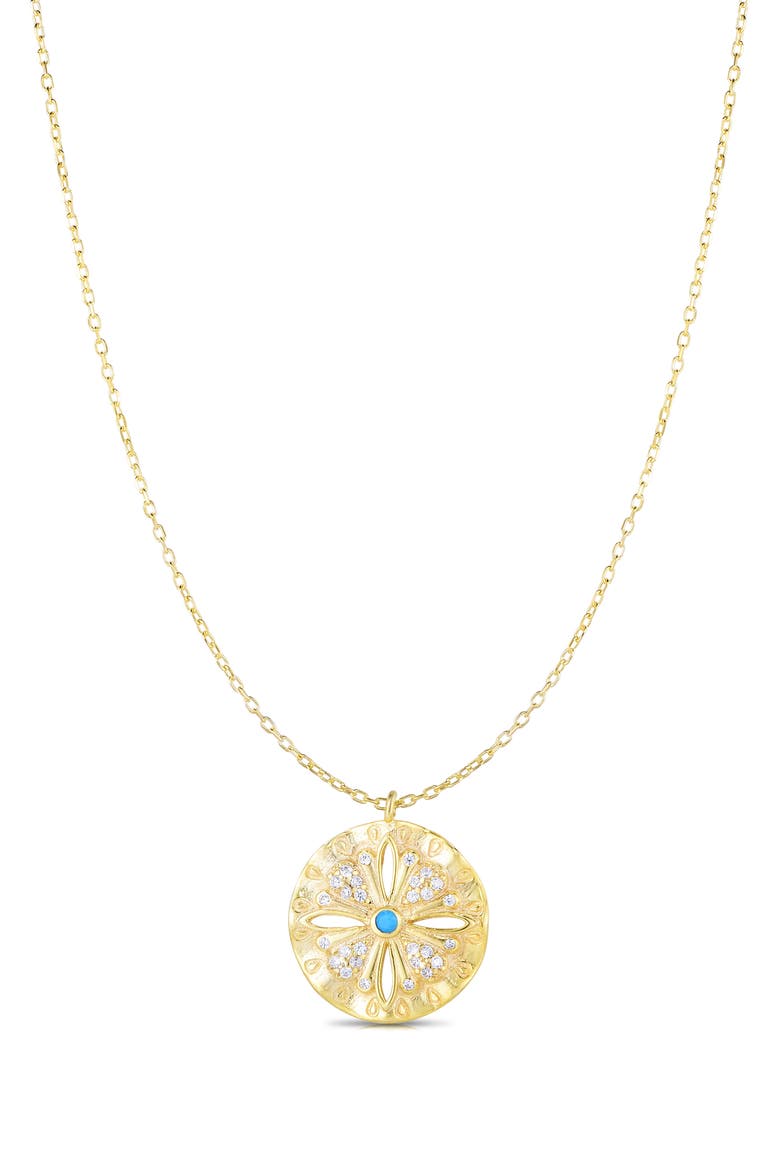 Cubic Zirconia & Faux Turquoise Pendant Necklace, Main, color, GOLD
