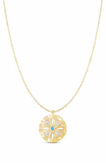 SPHERA MILANO Cubic Zirconia & Faux Turquoise Pendant Necklace