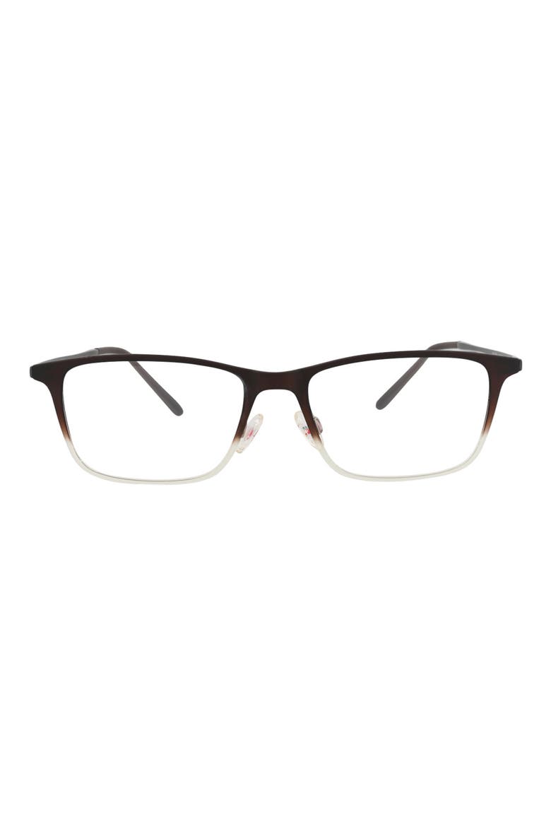 53mm Rectangular Optical Glasses, Main, color, BROWN BROWN TRANSPARENT