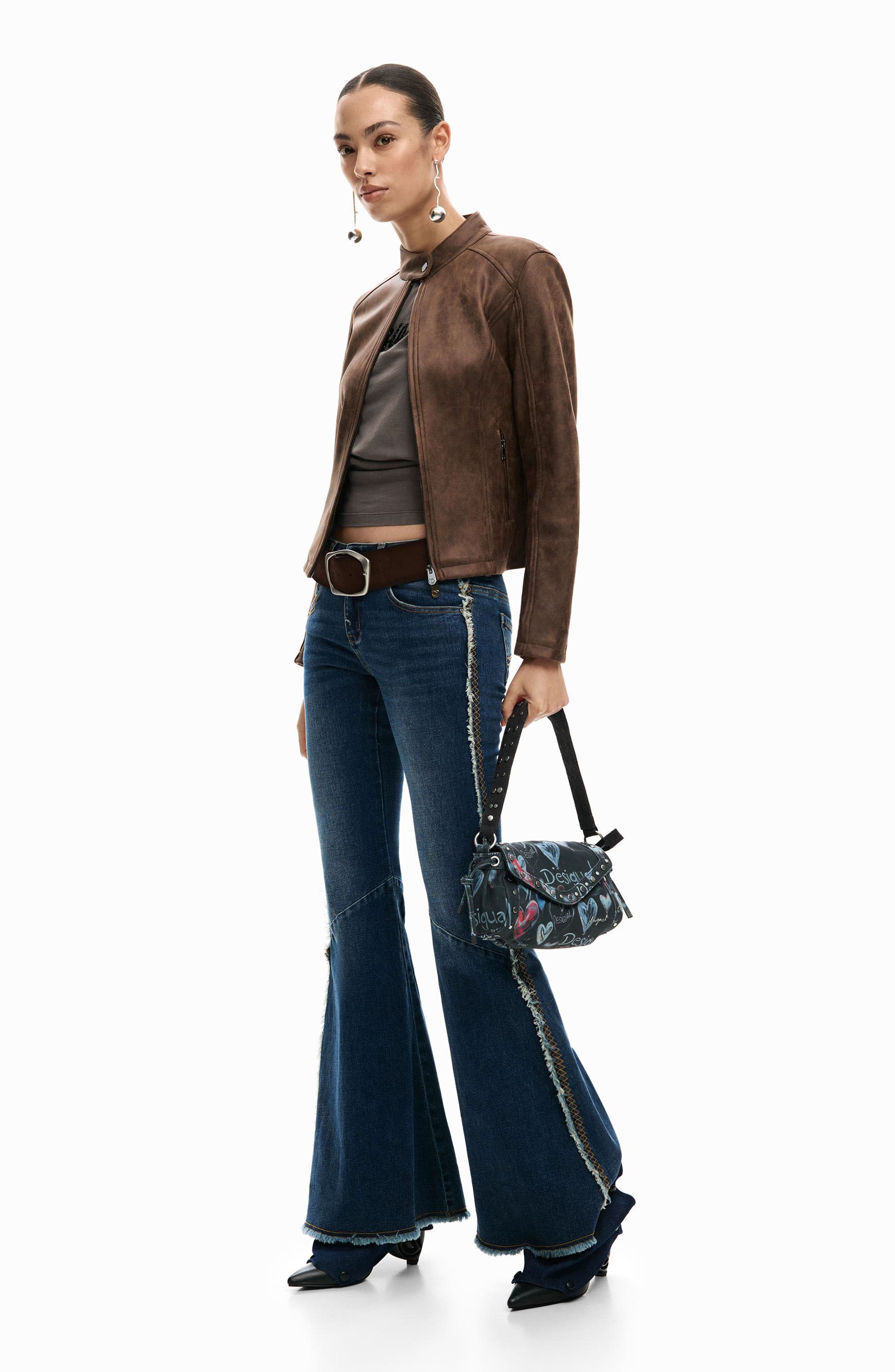 Embroidery Trim Flare Jeans - image 2