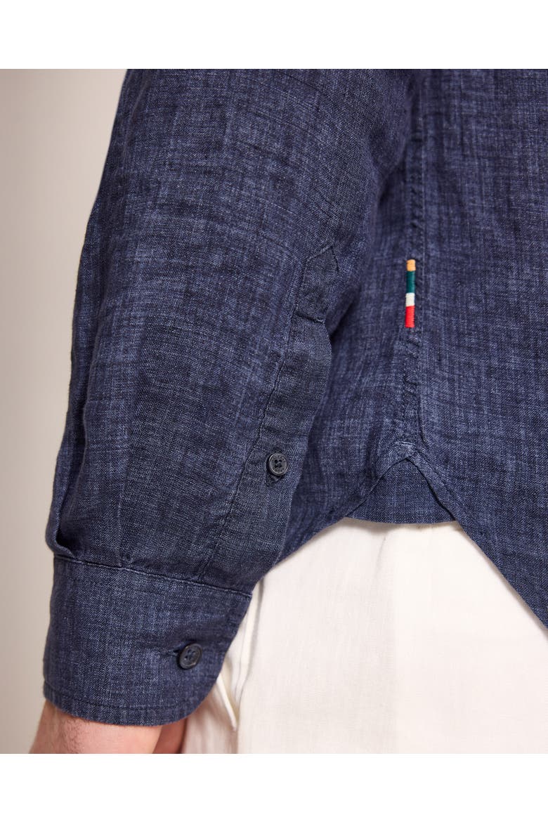 Colburn Lino Tailored Fit Linen Shirt with Chest Pockets, Alternate, color, NIGHT IRIS