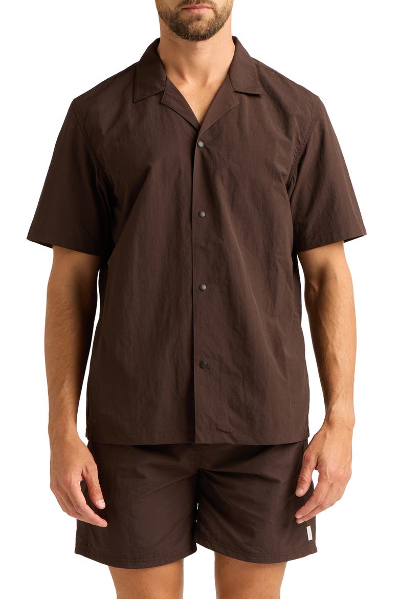 Alex Nylon Camp Shirt, Main, color, DRIFTWOOD