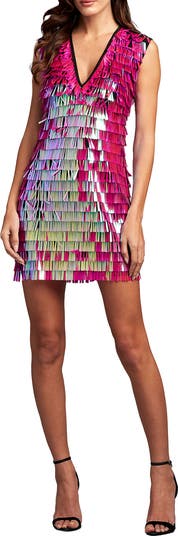 SHO by Tadashi Shoji Fringe Sequin Minidress | Nordstrom