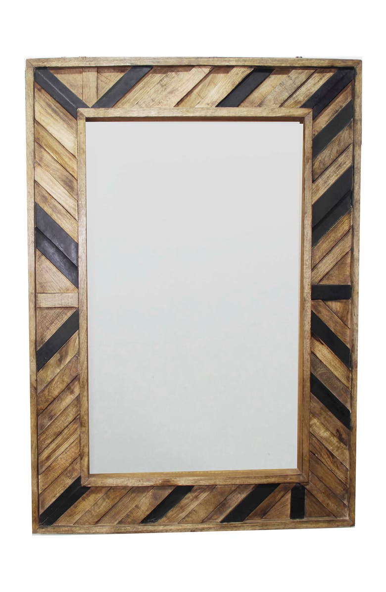 NOBIA Wooden Pattern Rectangular Mirror, Main, color,