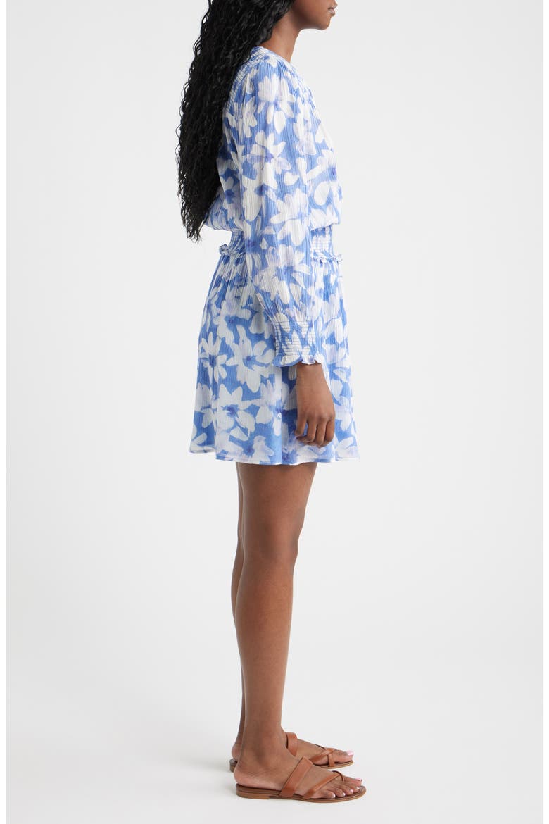 Zana Floral Smocked Long Sleeve Dress, Alternate, color, BLUE AMARANTH