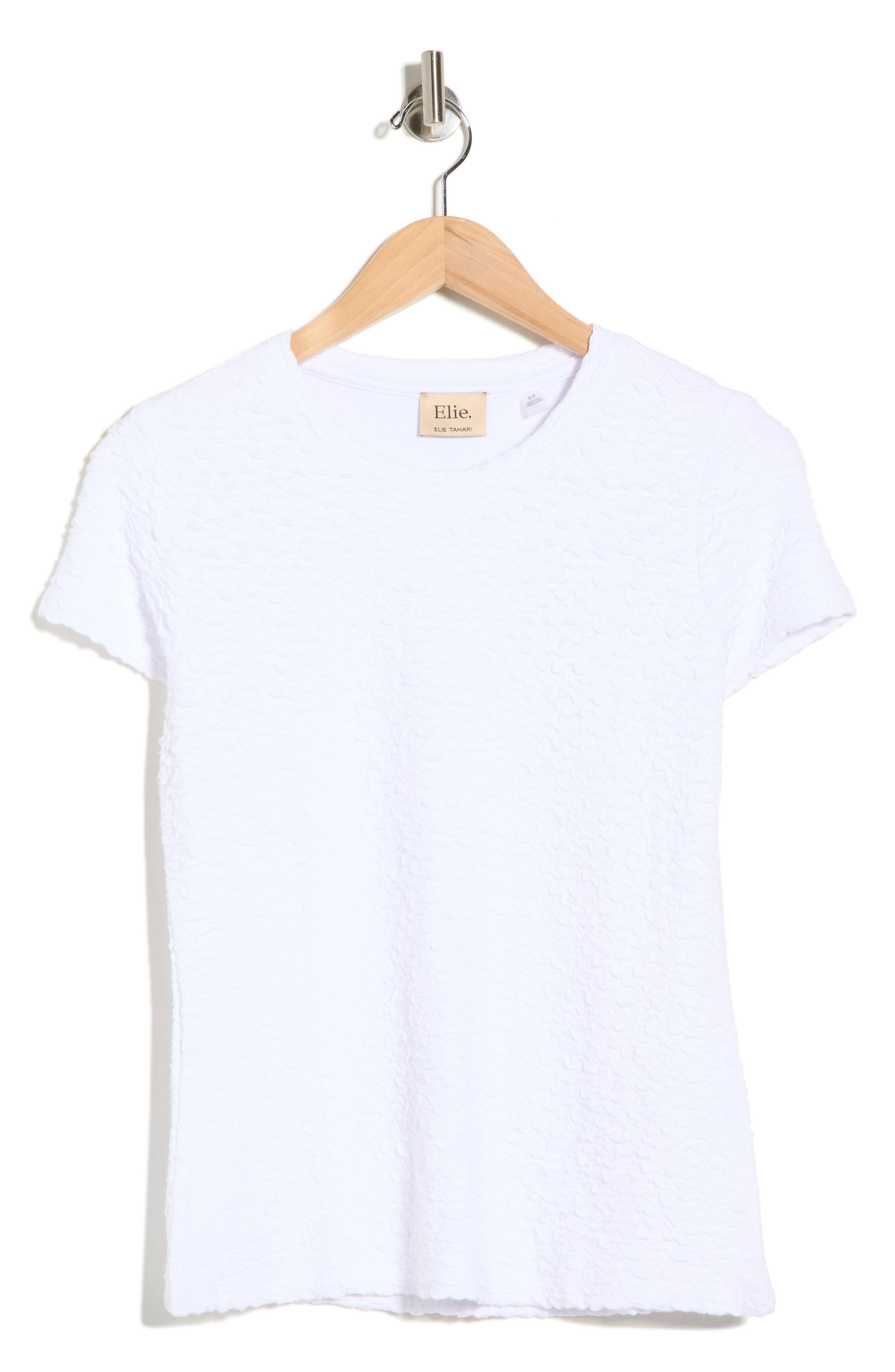 ELIE ELIE TAHARI Textured Crewneck Short Sleeve T-Shirt