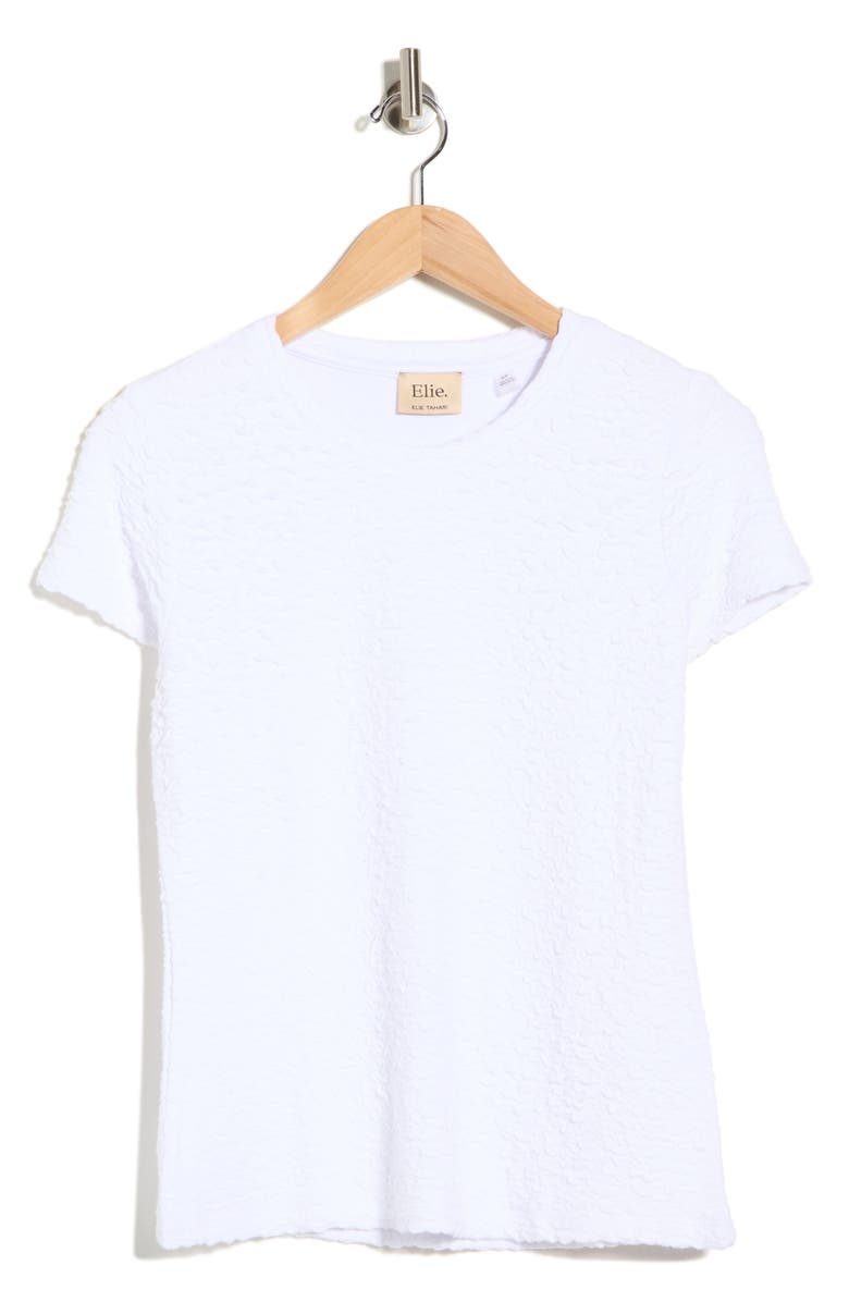 ELIE ELIE TAHARI Textured Crewneck Short Sleeve T-Shirt, Main, color, White