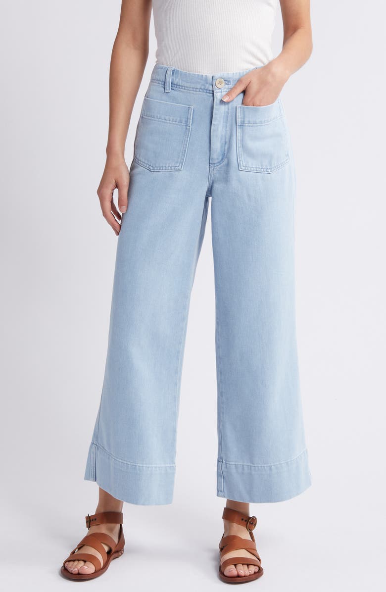 Treasure & Bond Patch Pocket Twill Ankle Wide Leg Pants, Main, color, 