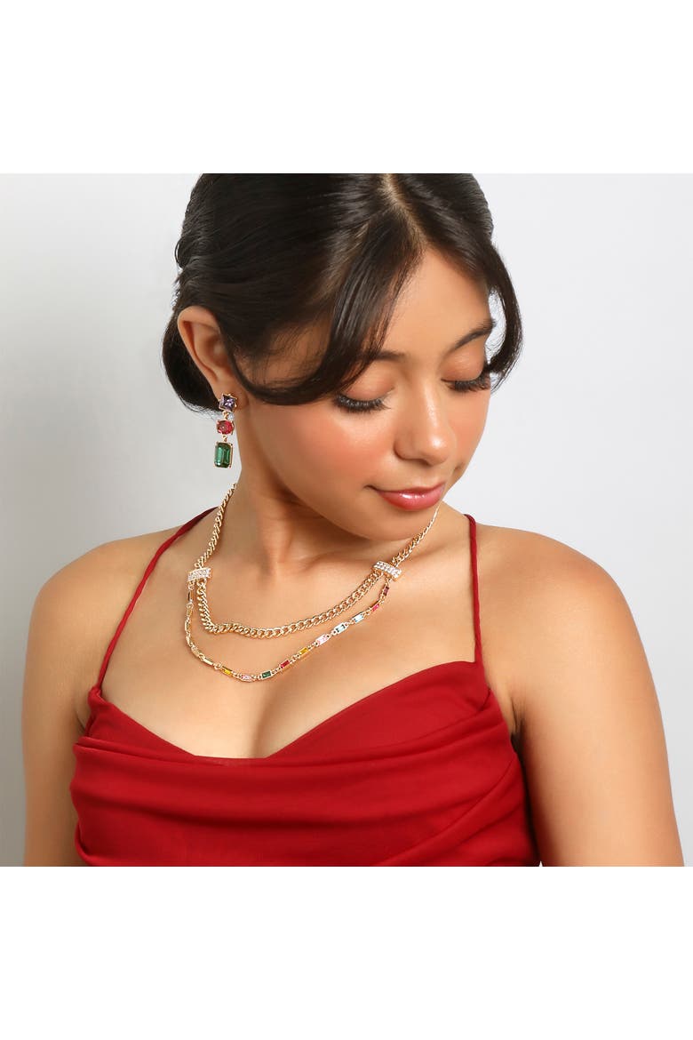 Multi-Gem Drop Earrings, Alternate, color, Multicolor