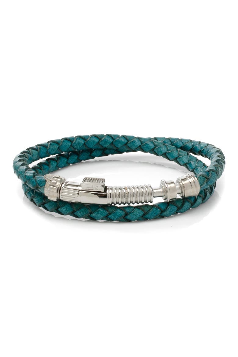 Star Wars™ Obi Wan Kenobi Braided Leather Lightsaber Bracelet, Main, color, NAVY