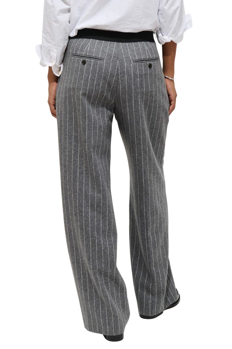 Primrose Pinstripe Pleated Wool Pull-On Trousers, Alternate, color, CHARCOAL CHALK STRIPE